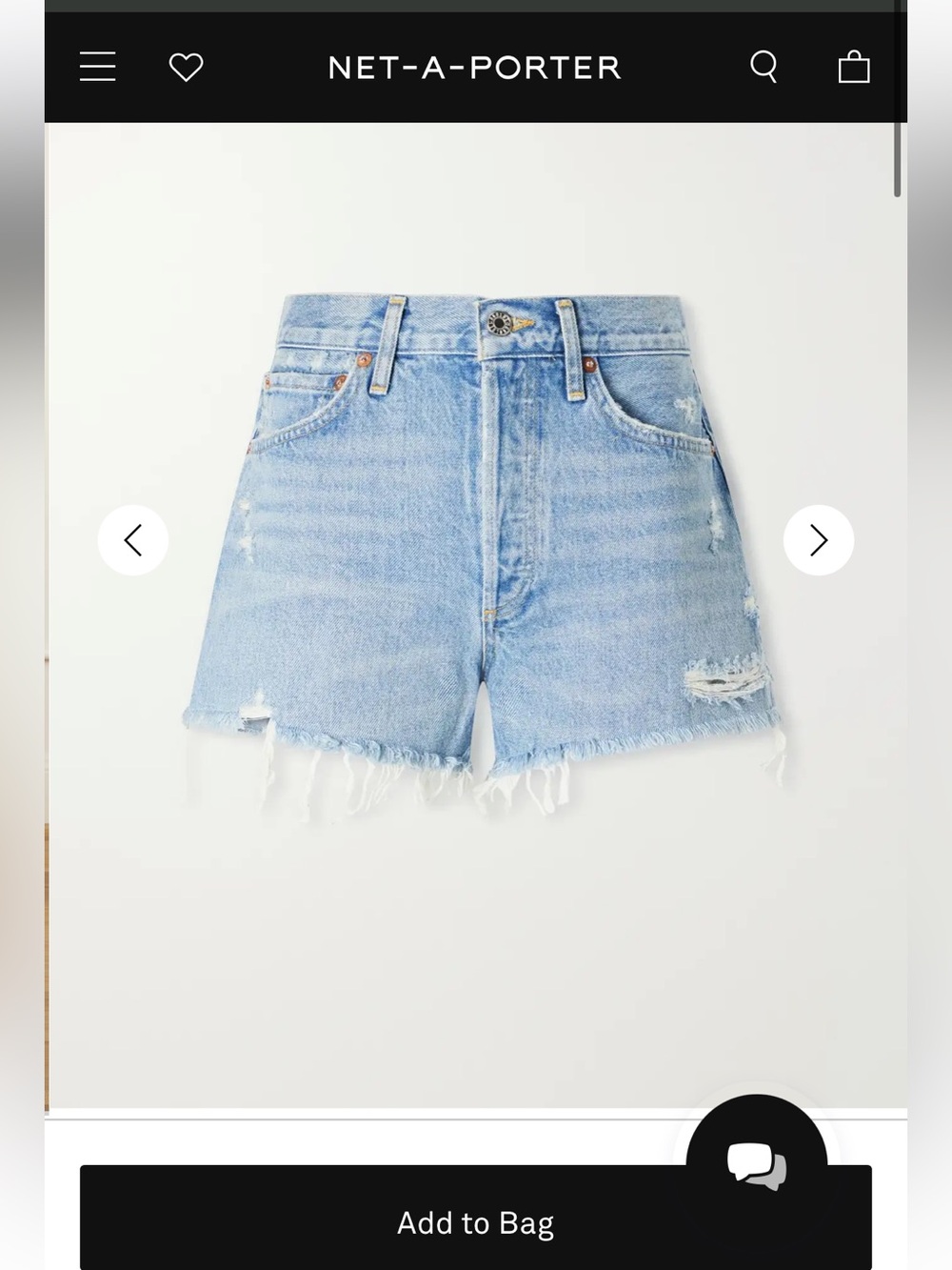 AGOLDE Parker Vintage Cutoff Organic Denim Shorts in Light Denim